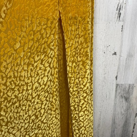 L&B sheer maxi skirt velvet animal print lined long front slits exotic yellow 2X - Picture 4 of 9